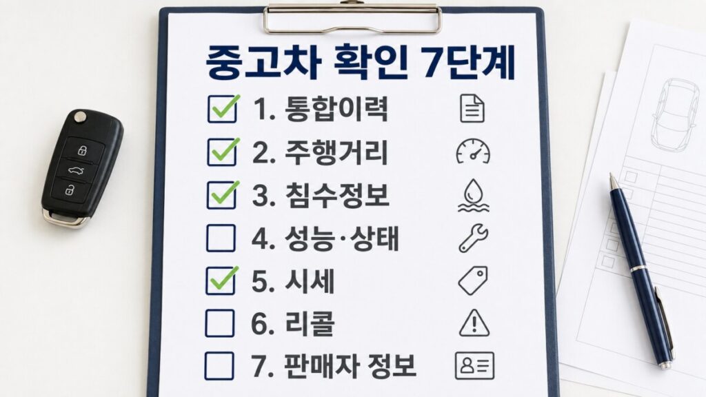 통합이력 주행거리 침수정보 시세 리콜 등 중고차 구매 전 7가지 확인 항목